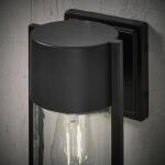 Hampton Bay Kempster 9.92 in. Modern 1-Light Matte Black Cylinder Outdoor Wall Light Sconce with Clear Glass (W2220-11)