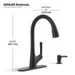 KOHLER Elmbrook Matte Black Single-Handle Kitchen Faucet with Pull-Down Sprayer (K-R22968-SD-BL)