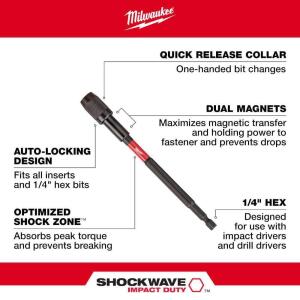 Milwaukee Magnetic Locking Bit Holder SHOCKWAVE Impact Duty 6 in.