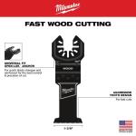 Milwaukee . High Carbon Steel 1-3/8 in Universal Fit Wood Cutting Multi-Tool Oscillating Blade (3-Pack)