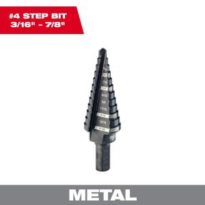 Milwaukee #4 Black Oxide Step Drill Bit (12-Steps) 3/16 in. - 7/8 in