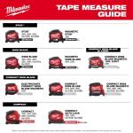 Milwaukee 25 ft. Compact SAE Tape Measure with Fractional Scale and 9 ft. Standout