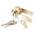 Prime-Line 13/16 in., Steel, Brass Plated, Keyed Drawer and Cabinet Cam Lock (U 99460)