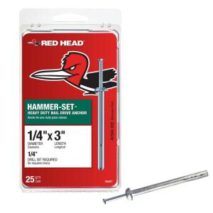 Red Head 1/4 in. x 3 in. Hammer-Set Nail Drive Concrete Anchors (25-Pack) (35207)