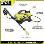RYOBI Cold Water Corded Electric Pressure Washer, 1800 PSI, 1.2 GPM (RY141802)