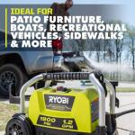 RYOBI Cold Water Wheeled Corded Electric Pressure Washer, 1900 PSI, 1.2 GPM (RY1419MT)