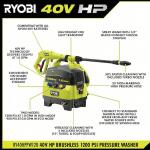 RYOBI 40V Cordless Cold Water Electric Pressure Washer, 1200 PSI, 1.0 GPM (Tool Only)