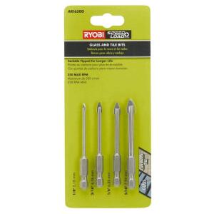 RYOBI ( 4-Piece) SpeedLoad+ Carbide Hex Shank Glass/Tile Drill Bit Set