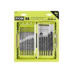 RYOBI (25-Piece) Black Oxide Round Shank Twist Drill Bit Set