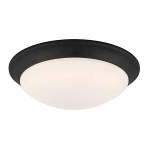 Hampton Bay Stetson 11 in. Integrated LED Flush Mount Transitional Satin Bronze, 5CCT with Frosted Clear Glass Shade For Kitchen (HB1022C-5CCT-34)