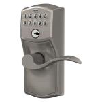 Schlage Camelot Satin Nickel Electronic Keypad Door Lock with Accent Handle and Flex Lock (892174)