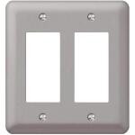 Hampton Bay Declan 2-Gang Pewter Rocker Smooth Steel Metal Wall Plate (BPMSPP-RR)