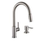 Glacier Bay Paulina Single-Handle Kitchen Faucet with Pull-Down Sprayer, TurboSpray, FastMount, and Soap Dispenser in Stainless Steel (HD67780-1008D2)