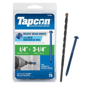 Tapcon 1/4 in. x 3-1/4 in. Hex-Washer-Head Concrete Anchors (75-Pack) (24301)