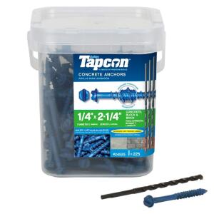 Tapcon 1/4 in. x 2-1/4 in. Hex-Washer-Head Concrete Anchors (225-Pack) (24525)