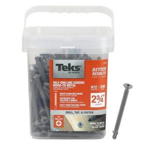 Teks 12 x 2-3/4 in. Plymetal Zinc-Plated Steel Flat-Head Phillips Self-Tapping Screws with Wings (200-Pack) (21386)