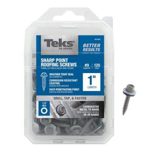Teks #9 x 1 in. Steel External Hex Head Washer Sharp Point Roofing Screws (120-Pack) (21400)