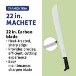 Tramontina 22" Carbon Steel Trailing Point Straight Edge Blade Machete with Poly Handle (26616-022 )