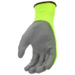 West Chester Protective Gear Touch Screen Hi-Vis Yellow PU Palm Coated Nylon Gloves 3-Pack (HVY37165-L3P)