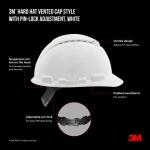 3M Vented White Hard Hat with PinLock Adjustment (CHHWH1-V-12-DC)