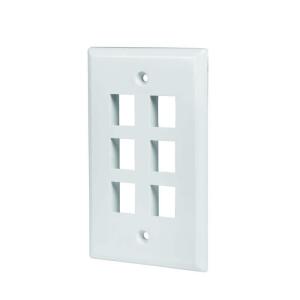 Commercial Electric White 6-Port 1-Decorator/Rocker/1-Duplex Plastic Wall Plate (1-Pack) - 5006-WH