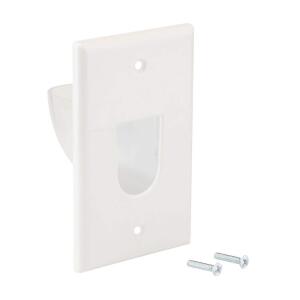 Commercial Electric 1-Gang White Cable Pass-Through Plastic Wall Plate with Recessed In-Wall Opening (DPPSSW-1BN-1)