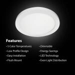 Commercial Electric 11 in. 12.5-Watt Dimmable White Integrated LED 875 Lumens Round Flat Panel Ceiling Flush Mount with Color Change 5CCT (74210/6WY/HD)