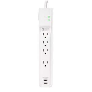 Commercial Electric 4 ft. 4-Outlet Surge Protector with USB, White (HDC404UWH)