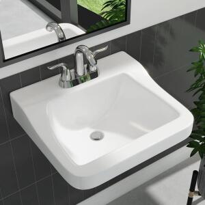 Glacier Bay White Aragon 19 in. Rectangular Vitreous China Bathroom Sink