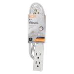 HDX 8 ft. 16/3 Light Duty Indoor Tight Space Multi-Outlet Extension Cord - (White)