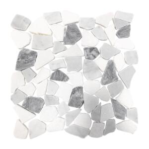 Jeffrey Court Waterfront White Pebble 11.125 in. x 11.125 in. Honed Marble Wall and Floor Mosaic Tile (0.859 sq. ft./Each) (95671)