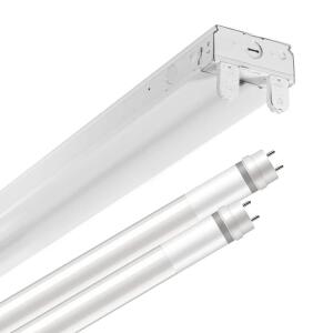 Metalux SLES 4 ft. 64-Watt Equivalent 2-Lamp Strip Light Luminaire Plus LED T8 Tube Bundle, 4000K, UNV Non-Dim (SLES2T82G40)