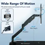HUANUO - Single Monitor Desk Mount with Gas Spring Arm - Black