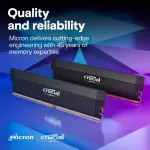 Crucial - Pro OC Gaming 32GB (2x16GB) DDR5 6400MHz C38 UDIMM Intel XMP 3.0 & AMD EXPO Desktop Memory - Black (CP2K16G64C38U5B)