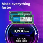 Crucial - Laptop Memory - 16GB DDR4 3200MHz C22 SODIMM - Green (CT16G4SFRA32A)