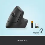 Logitech Lift Vertical Ergonomic Wireless Mouse - Graphite
