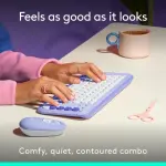 Logitech - POP ICON COMBO Compact TKL Bluetooth Keyboard and Mouse Bundle- Lilac & Off-White