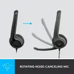 Logitech H390 Wired USB Stereo Headphones – Black