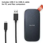 SanDisk 2TB External Portable SSD - USB 3.2 Gen 2 Type C - Black