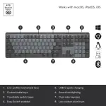 Logitech - MX Mechanical Full size Wireless Mechanical Clicky Switch Keyboard for Windows/macOS with Backlit Keys - Graphite
