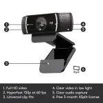 Logitech C922 Pro Stream 1080p Webcam – Black