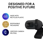 Logitech Brio 100 1080p Webcam for Meetings & Streaming – Graphite