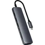 Satechi - Slim Multiport USB-C Hub - Ethernet, 4K HDMI, 60W USB-C PD Charging, 2 USB-A, SD/Micro Card Readers - Space Gray (ST-UCSMA3M)