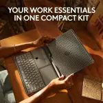 Logitech - Casa Pop-Up Desk Work From Home Kit Compact Wireless Keyboard, Touchpad and Laptop Stand - Classic Chic (920-011236)