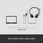 Logitech H390 Wired USB Stereo Headphones – Black