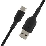 Belkin - BoostCharge Braided USB-C to USB-A Cord 3.3ft for iPhone 16 Series, Samsung, Google Pixel 7 & 8, iPad Pro & More - Black
