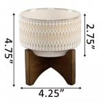 Vigoro 4.3 in. Gianna Small Ivory White Ceramic Pot (4.3 in. D x 4.75 in. H) with Stand