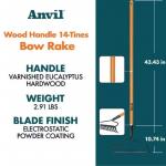 Anvil 47 in. L Wood Handle 14-Tines Garden Bow Rake