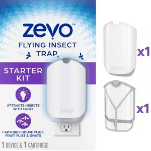 Zevo Indoor Flying Insect Trapnfor Fruit Flies ,Gnats and House Flies (1plug-In Base + Refill Cartridge)