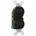 Leviton 15 Amp Tamper Resistant Duplex Outlet, Black